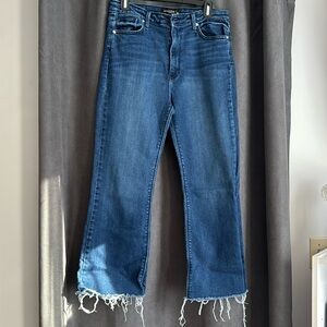 Dark wash Just Black denim rough edge ankle jeans